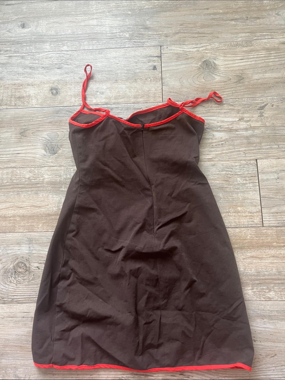 Zara’s Women’s Brown Slip Dress with Red Trim - Picture 3 of 5